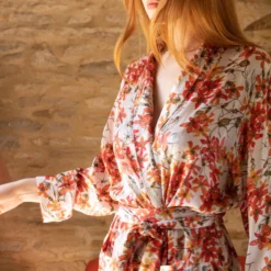 Bertioli By Thyme Silkwear Silk Robe In Wild Rose