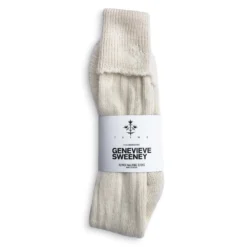 Genevieve Sweeney Accessories Alpaca Boot Socks With Cream Embroidered Thyme Sprig