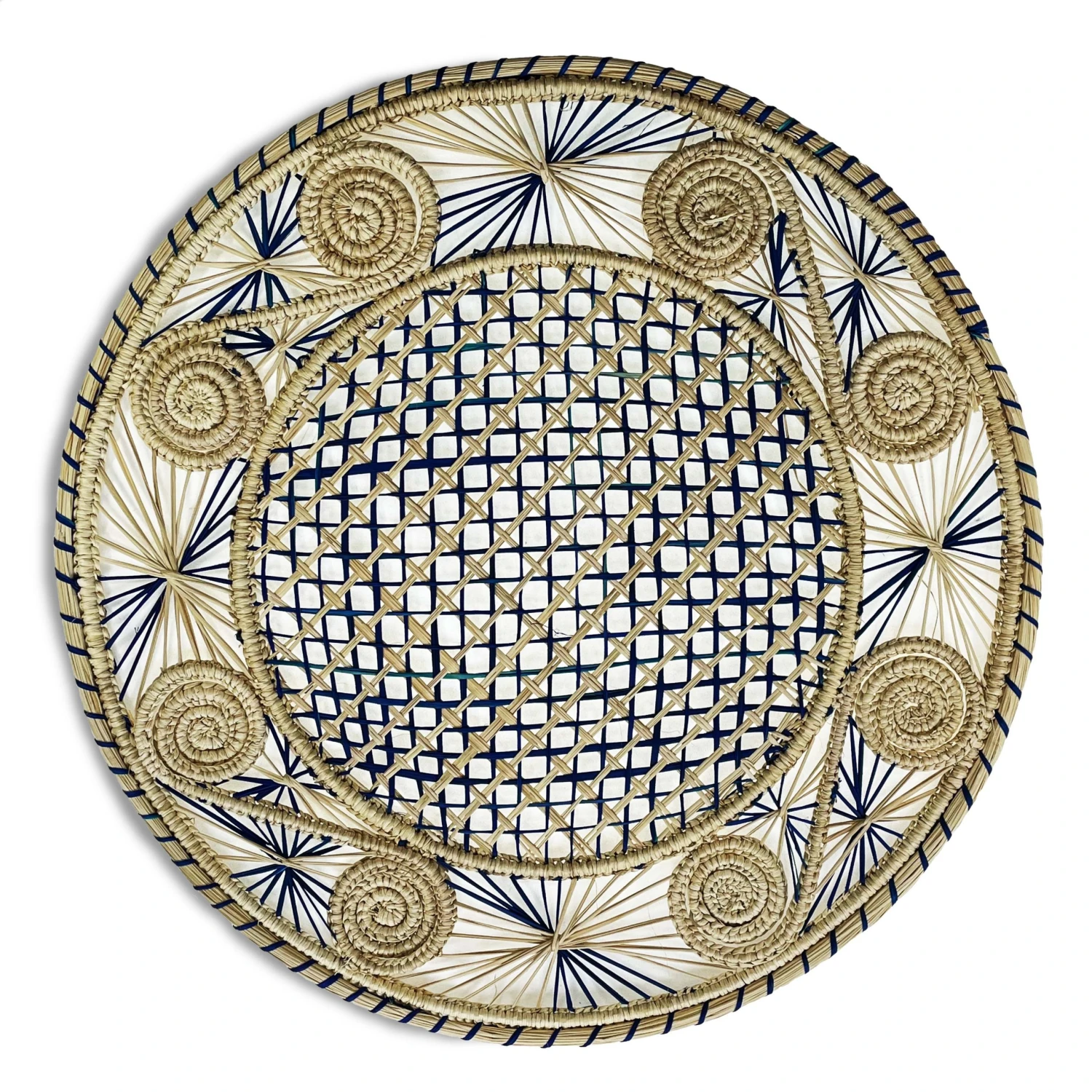 Colombia Collective Sandra Woven Palm Placemat - Midnight Blue Placemats 3 Colombia Collective Sandra Woven Palm Placemat - Midnight Blue Placemats