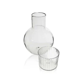 Thyme Hand Blown Glass Carafe & Tumbler
