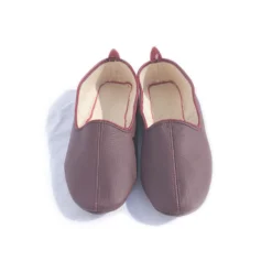 Thyme Leather Slippers In Burgandy