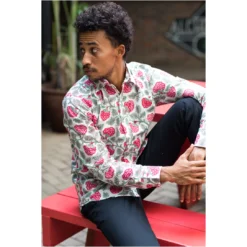 Wild Rose Menswear Block Printed Shirt-Kibobakasi