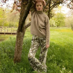 Bertioli By Thyme Silkwear Silk Trousers In Fern With Stripe