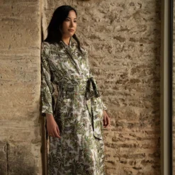 Bertioli By Thyme Silk Robe In Fern Silkwear