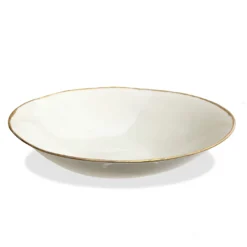 Thyme Large Bowl With Shiny Gold Rim Ceramics