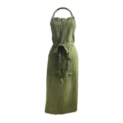 Bertioli By Thyme Aprons Dark Green Embroidered Linen Apron