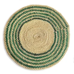Mmaa Social Multi Green Ring Hand Woven Straw Placemat Placemats