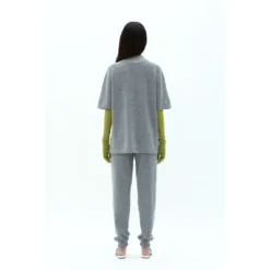 Mandkhai Ankle Cuff Pants With Side Panel- Grey/White