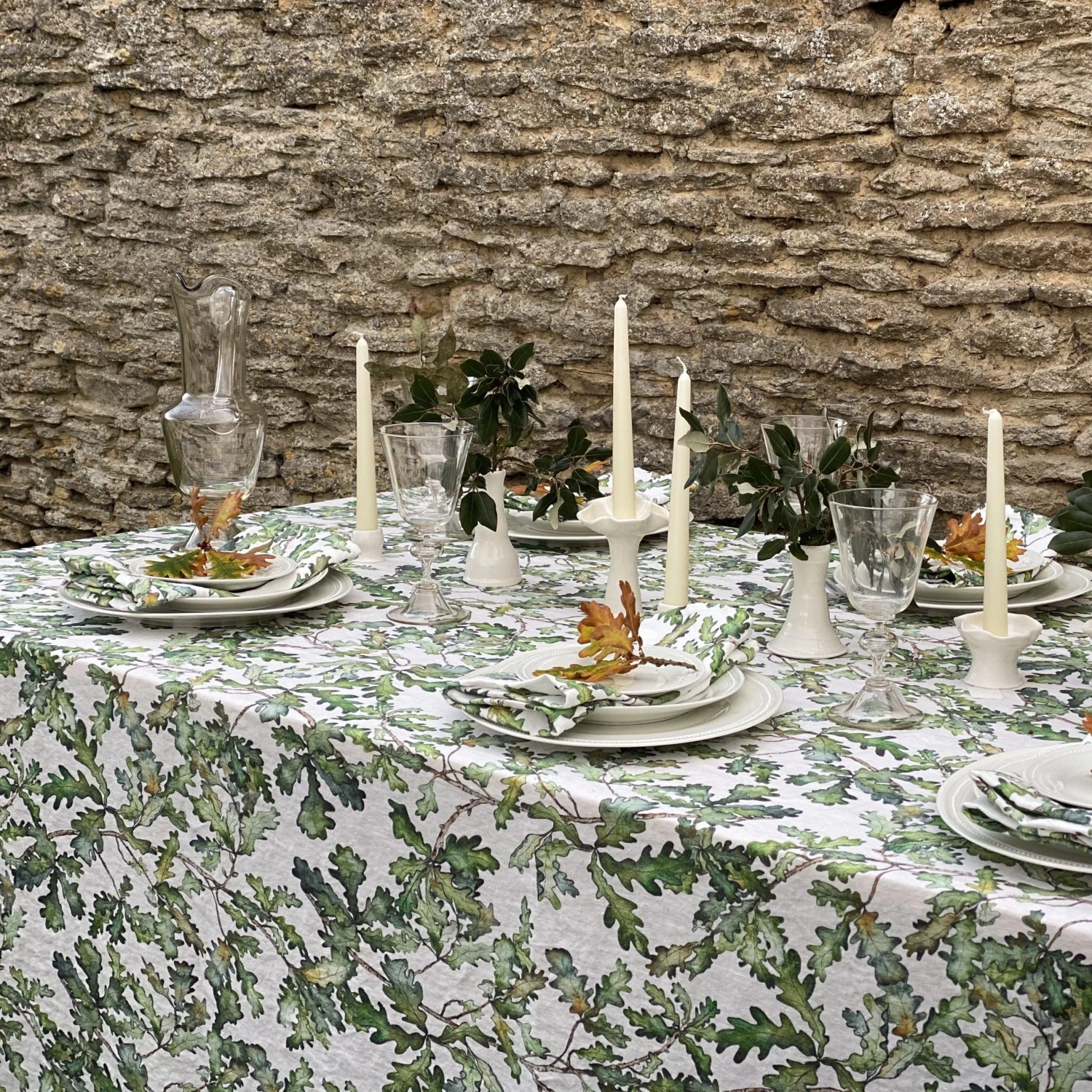 Bertioli By Thyme Oak Leaf Linen Table Cloth Table Linens 6 Bertioli By Thyme Oak Leaf Linen Table Cloth Table Linens