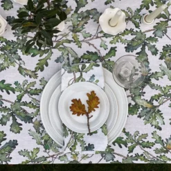 Bertioli By Thyme Oak Leaf Linen Table Cloth Table Linens