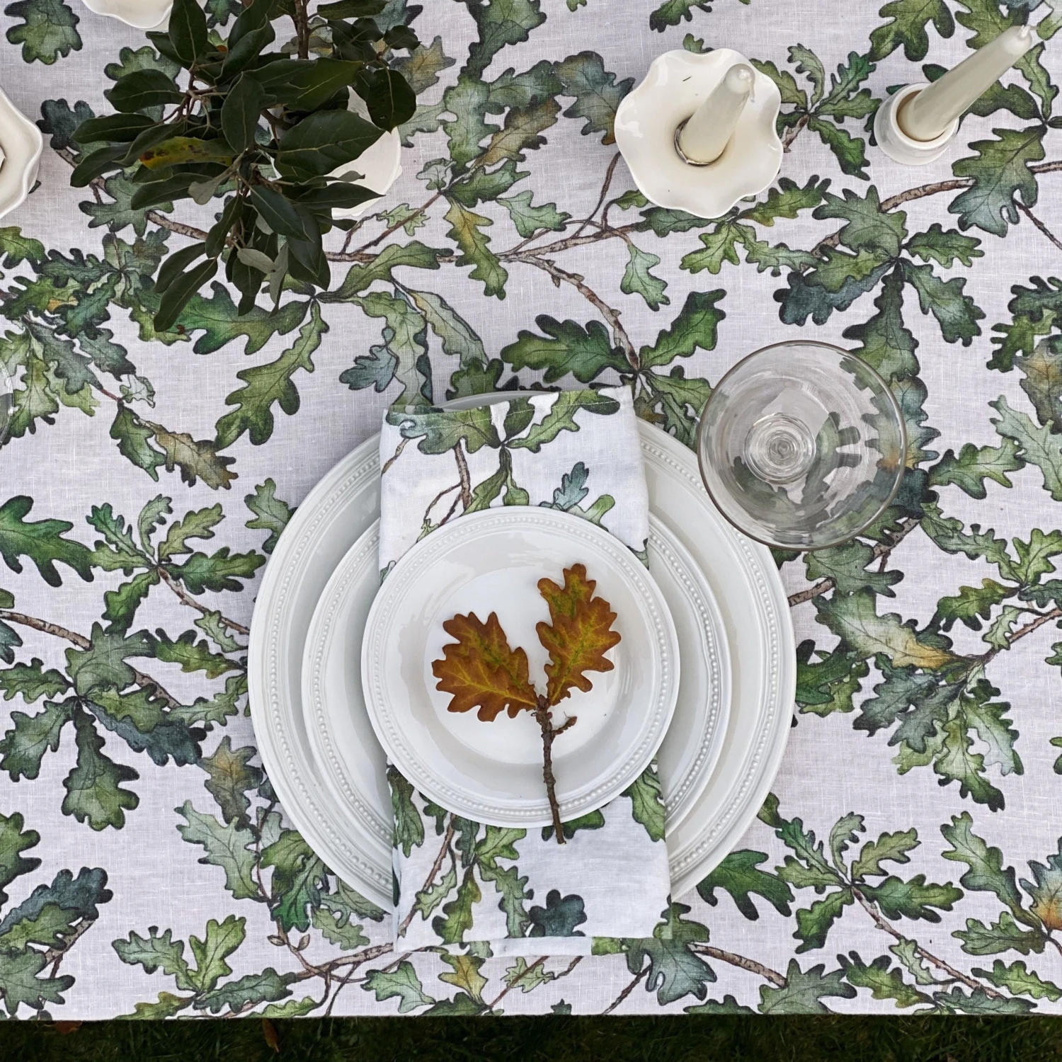 Bertioli By Thyme Oak Leaf Linen Table Cloth Table Linens 4 Bertioli By Thyme Oak Leaf Linen Table Cloth Table Linens
