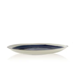Thyme Hand Made Dinner Plate With Painted Deep Blue Centre