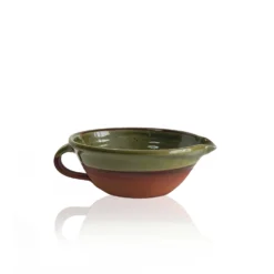 Thyme Small Lipped Farmhouse Bowl With Handle In Green Ceramics