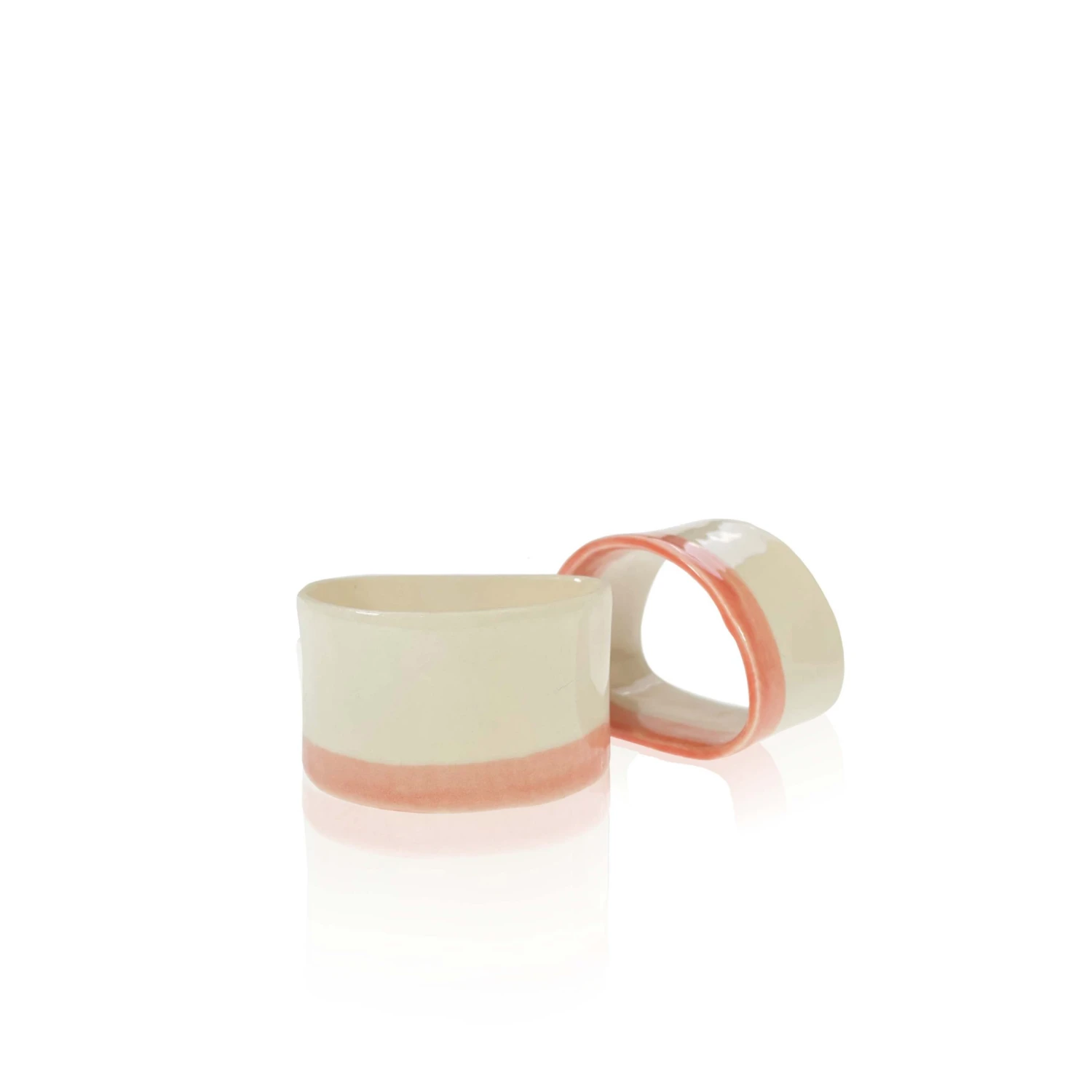 Thyme Ceramic Napkin Ring With Pink Stripe 4 Thyme Ceramic Napkin Ring With Pink Stripe