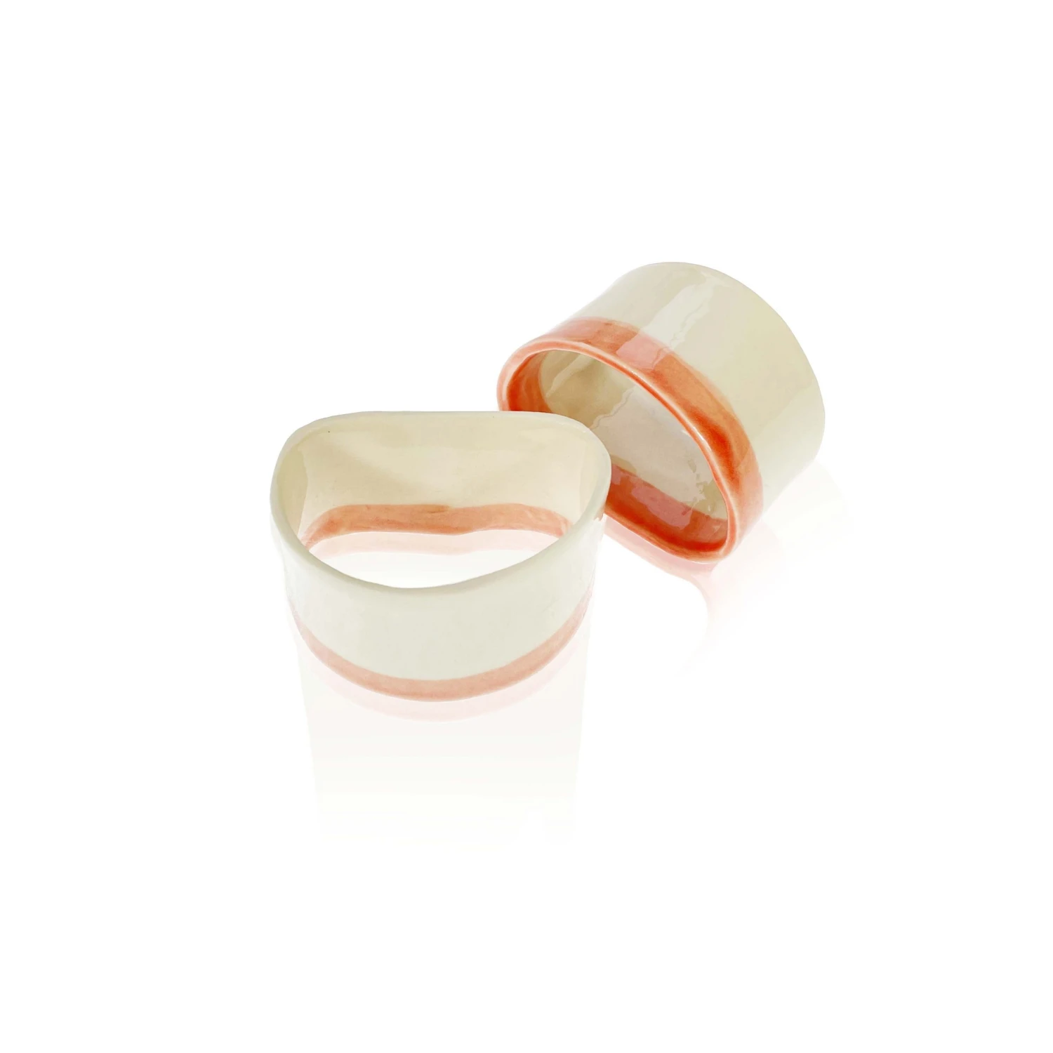 Thyme Ceramic Napkin Ring With Pink Stripe 3 Thyme Ceramic Napkin Ring With Pink Stripe