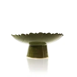KCHossack Ceramics Daisy Pedestal Bowl High - Olive