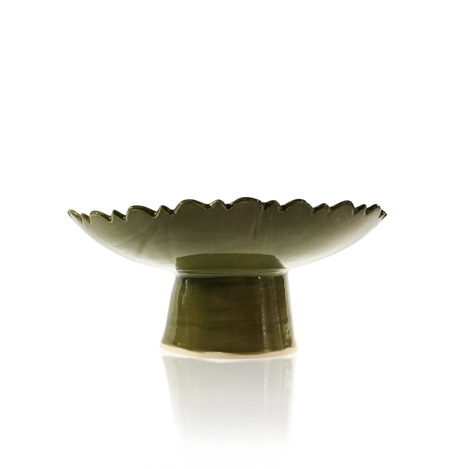 KCHossack Ceramics Daisy Pedestal Bowl High - Olive 3 KCHossack Ceramics Daisy Pedestal Bowl High - Olive