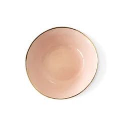 Thyme Hand Made Bowl With Gold Rim In Pink Ceramics