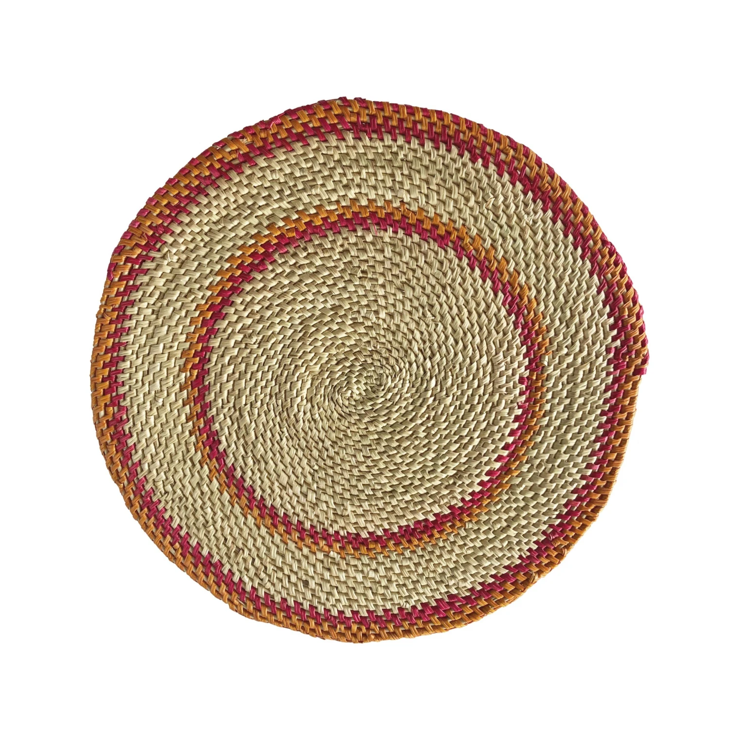 Mmaa Social Pink/Orange & Neutral Hand Woven Straw Placemat Placemats 3 Mmaa Social Pink/Orange & Neutral Hand Woven Straw Placemat Placemats