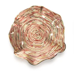 Deborah Brett Extra Large Hand Painted Red Stem Stripe Bowl