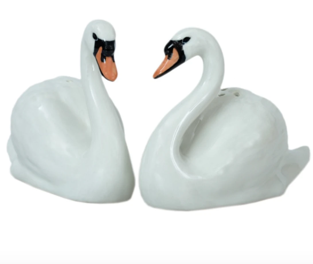 Quail Ceramics Swan Salt & Pepper Shakers 3 Quail Ceramics Swan Salt & Pepper Shakers