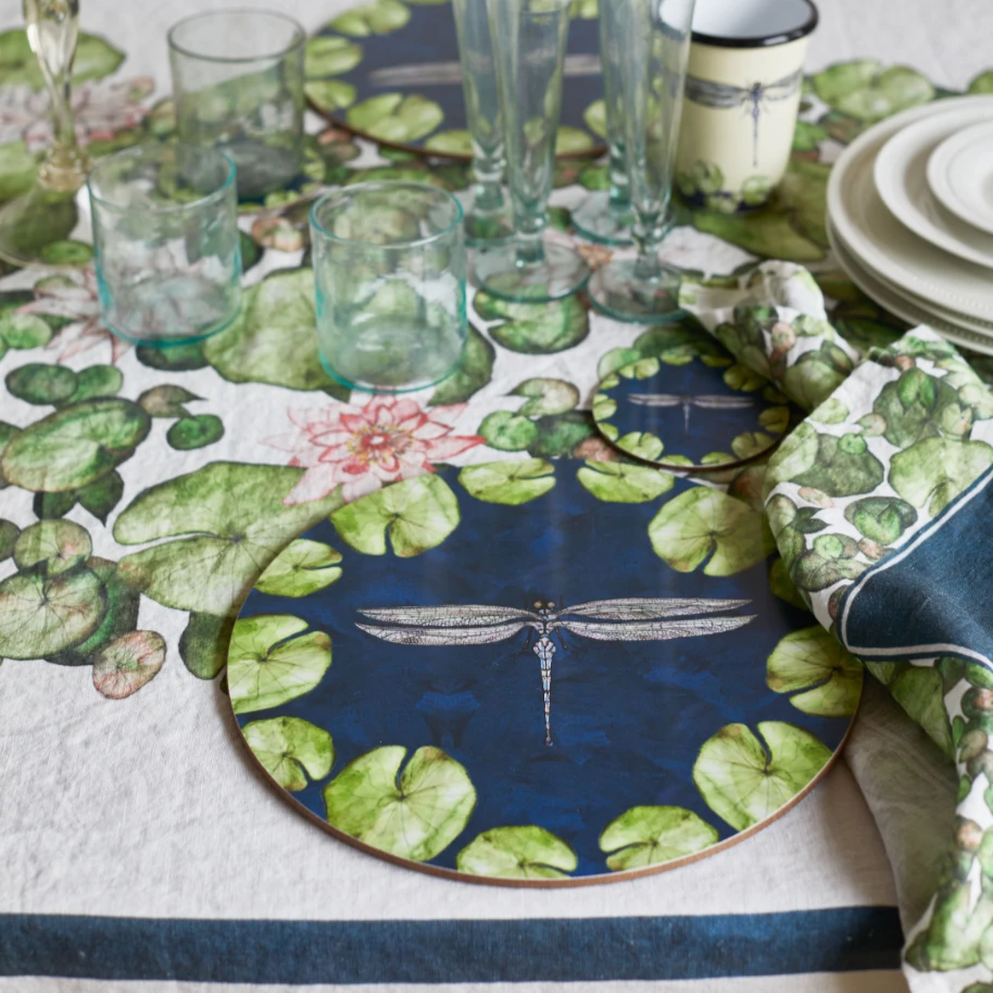 Bertioli By Thyme Table Linens Dragonfly & Waterlily Napkin 5 Bertioli By Thyme Table Linens Dragonfly & Waterlily Napkin