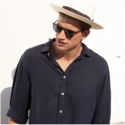 Love Brand Menswear Abaco Linen Shirt - Navy Blue