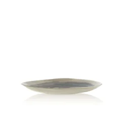 Thyme Ceramics Hand Made Dessert Plate With Painted Light Blue Centre