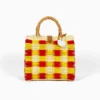 Toino Abel Gabriella Yellow/Red Handwoven Reed Bag