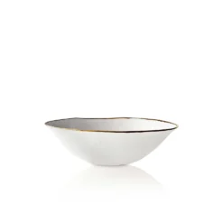 Thyme Hand Made Bowl With Gold Rim In White 10 Thyme Hand Made Bowl With Gold Rim In White
