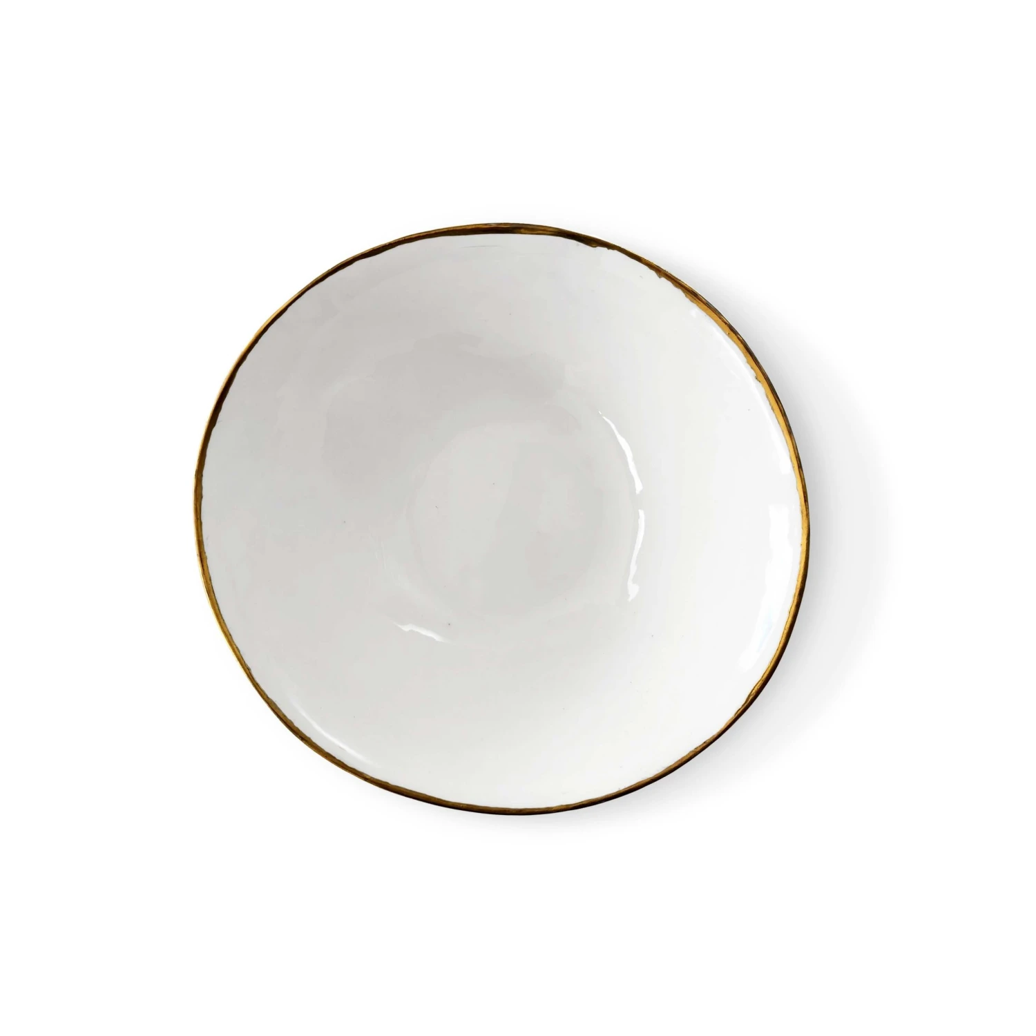 Thyme Hand Made Bowl With Gold Rim In White 3 Thyme Hand Made Bowl With Gold Rim In White