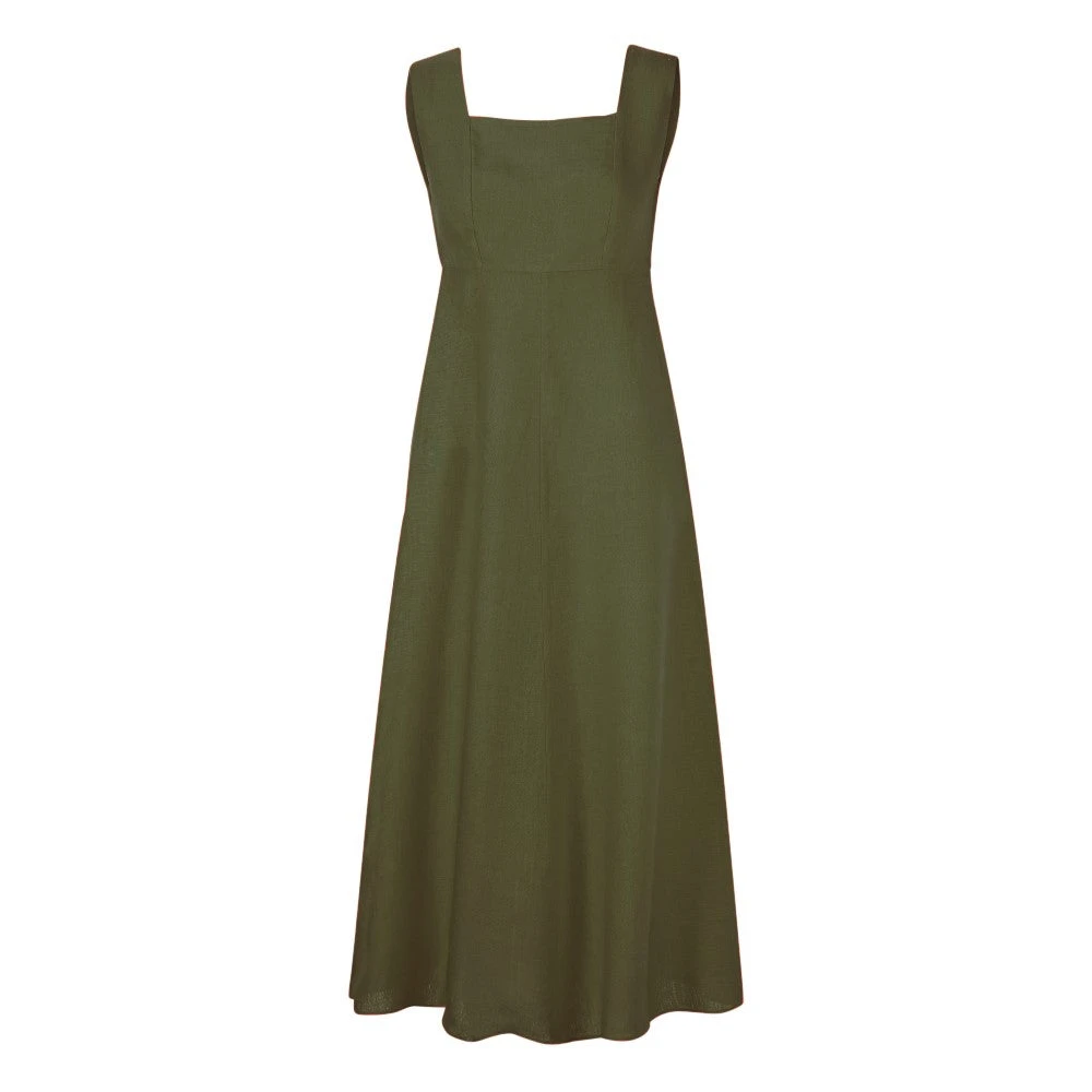 Justine Tabak Womenswear Khaki Linen Holland Park Dress 3 Justine Tabak Womenswear Khaki Linen Holland Park Dress